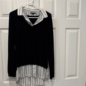Adrianna Papell Black and White Layered Sweater